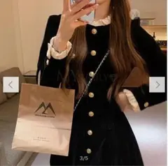 【新品未開封】長袖ワンピース Aライン ラウンドネック デートワンピース