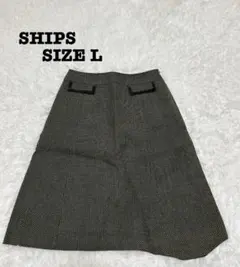 シップス SHIPS スカート L グレー ドット ウール混 上品 [637]のサムネイル