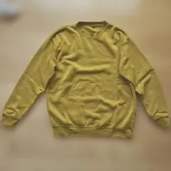 マスタード Lサイズ フリース クルーネック トレーナー