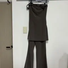 ベルト付き パンツスーツ セットアップ オールインワン　ブラウンのサムネイル