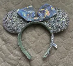 即日発送可能　ディズニーカチューシャ　スパンコール　水色　ライトブルー　ミニー