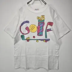 良デザイン　半袖　Tシャツ　M　USA製　ビッグプリント　GOLF　古着コーデ