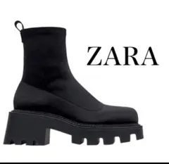 Zara トラックソール ファブリック ショートブーツ 37