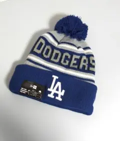 ロサンゼルス・ドジャース　NEW ERA　ニット帽　ブルー　ポンポン