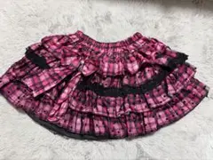 お値下げ♡MA＊RS ピンクチェック薔薇柄フリルミニスカート - メルカリ