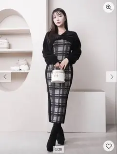 LIP SERVICEリボンフェザーアンサンブルロングワンピース