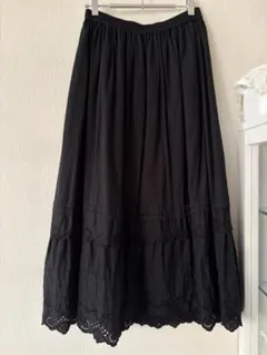 サマンサモスモス 綿ドビー裾スカラップスカートフリーサイズ ブラック