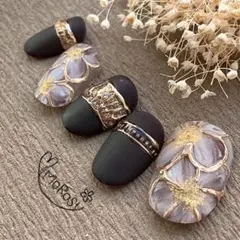 MOROSY191☆秋ネイル アクセサリー  花 茶色 ブラウン ネイル チップ