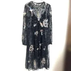 ZARA/ザラ/刺繍入り/黒/シースルー/ワンピース/Mサイズ【5/2処分】