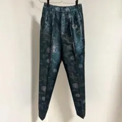 AULI 柄パンツ グリーン テーパードパンツ