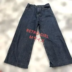 RETRO GIRL ダークブルーのワイドデニム、ゴムウエスト