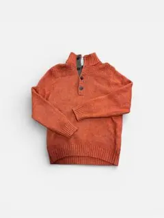 オレンジ ハイネック ニットセーター