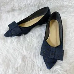 LE TALON デニム リボン パンプス ドット ラメ 22cmのサムネイル
