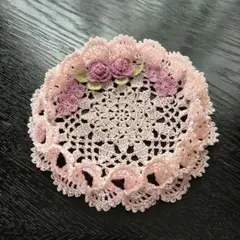 ハンドメイド　レース編みドイリー＊383