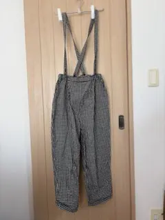 オオカミとフクロウ ギンガムチェック サスペンダー付きパンツ