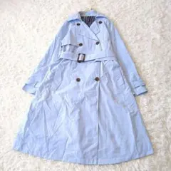 GYLE ウエストベルトダブルブレストフレア トレンチコート Mライトブルー