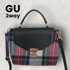 GU ジーユー チェックフラップショルダーバッグ 2way チェック柄