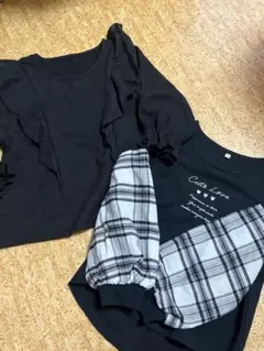 子ども服フリル付き130 黒トップス