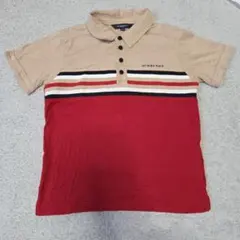 美品。BURBERRY ポロシャツ 130A ベージュ/赤