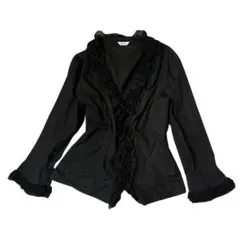 00s ブラック フリルジャケット ドレープ ゴシック Y2k archive