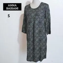 ANNA BASSANI 総柄 七分袖 ひざ丈 ワンピース S イタリア製のサムネイル