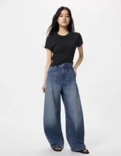 【未使用】UNIQLO バギーカーブジーンズ 丈短め 22 #67BLUE