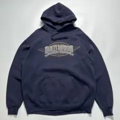 00s ハーレーダビッドソン プルオーバーパーカー L相当 紺 ○8170
