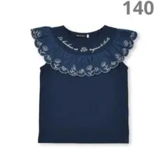 スカラップお花刺しゅうヨークフリルTシャツ bebeのサムネイル