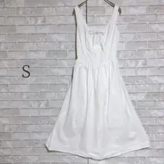 白ワンピース ロング 夏 綿100% ノースリーブ S 清楚 リゾート 裏地あり