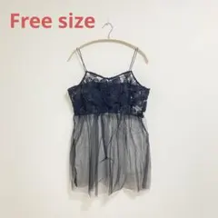 【新品】サマンサモスモス フラワー チュールキャミソール ブラック Freeのサムネイル
