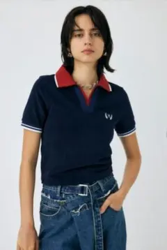moussy ダブルカラー ポロシャツ ネイビーのサムネイル