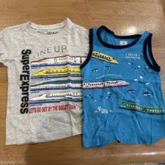 新幹線デザインTシャツとタンクトップセット 120cm