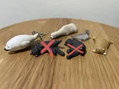 バラ売り可　動物フィギュア4点セット ねこ・アルパカ（つかれた寝）・アザラシ
