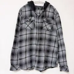 Hurley ハーレー フード付きネルシャツ チェック柄 グレー S 長袖