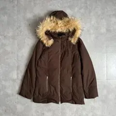 Theoryダウンジャケットフードファー付きy2k平成00sグランジダークコア