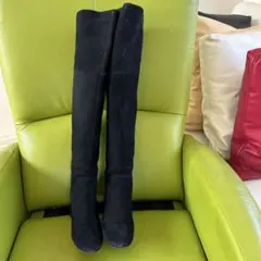 コールハーン 黒 スエード オーバーニーブーツ 中ヒール