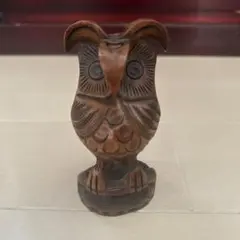 木彫り フクロウ 置物 梟 民芸品 アイヌ 縁起物 手彫り インテリア