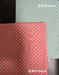 生地　はぎれ　水玉　ピンク系・ミントグリーン
