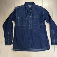 ダークデニム 長袖シャツ ポケット付き
