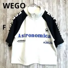 美品 WEGO ウィゴー Tシャツ ショート丈 ホワイト ブラック F