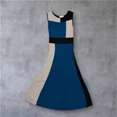 And Couture ノースリーブ ニットワンピース 切り替え 配色 38