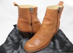 acne アクネ プレーントゥ サイドジップ ショートブーツ 38 ブラウン