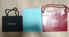 CHANEL、Tiffany & Co.、Cartier ショップ袋 3点セット