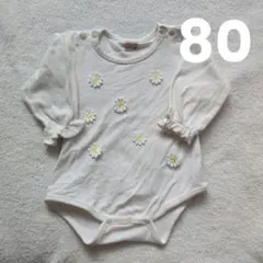 プティマイン 花柄刺繍ロンパース