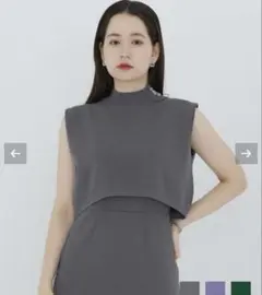 TINA：JOJUN ハイネック ニットベスト チャコール