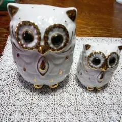 ローヤルアーデンフクロウの置物 2体セット 陶器製のサムネイル