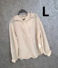 シアーブラウス　パーカー　シースルー　L フード付き