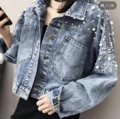 パール付きデニムGジャン XL