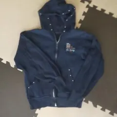 ネイビー フード付きパーカー SKI TEAM