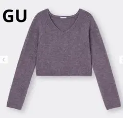 GU パフィータッチVネッククロップドセーター　　M
